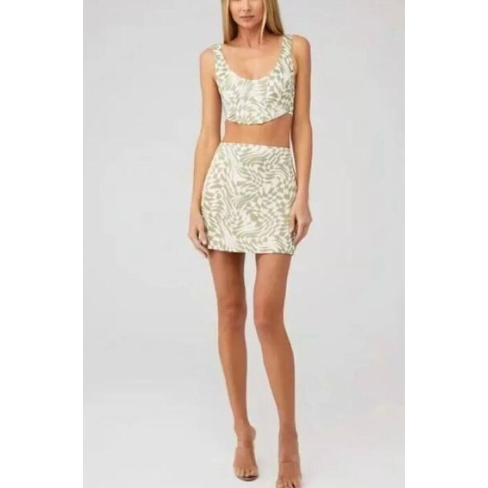 NWT Love & Lemons Aiko Pink Green Crop Top & Mini Skirt Set Size S-M